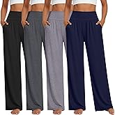 Neer 4 Pack Women's Wide Leg Yoga Pants High Waist Casual Sweatpants Loose Cozy Lounge Pajama Flowy Pants with Pockets