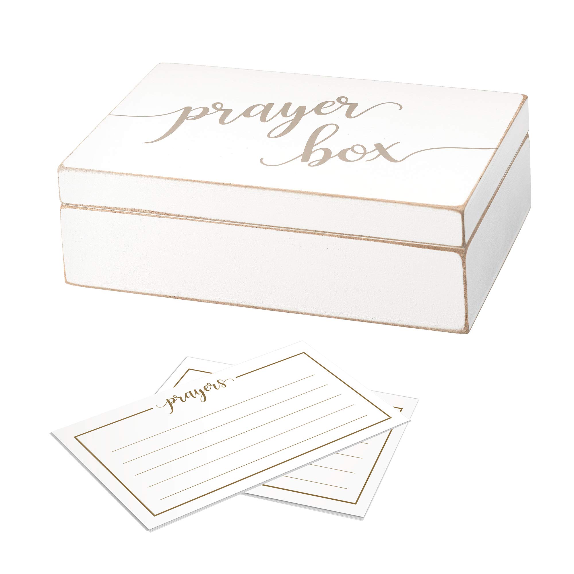 Photo 1 of "Lillian Rose White Distressed Box with Prayer Cards, 6.5""", off-white (BX115)
