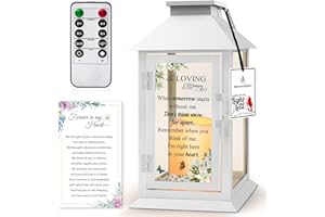 HN HAIINAA Memorial Lantern Bereavement Gifts in Memory of Loved One Memorial Gifts for Loss of Mother Loss of Father Remembrance Sympathy Gifts for Loss of Loved One with LED Candle and Remote