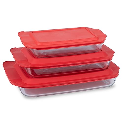 Pyrex Basics 3-Pack Glass Baking Dish Set (2QT, 3QT, With