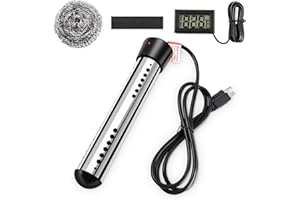 WIILGN Immersion Water Heater, Portable Electric 304 Stainless Heaters with Guard Cover - LCD Thermometer for Above Ground Inflatable Pool Tub Buckets Motorhome Camping Outdoor (1)