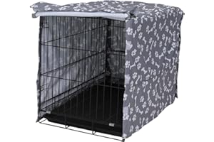 MOREZI Dog Crate Cover for Wire Crates, Heavy Nylon Waterproof, Fits Most 48" inch Dog Crates, Easy to Put On, Take Off, and Adjust - Cover only - GrayPaw - S