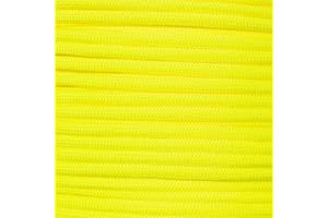 Paracord Planet 10 20 25 50 100 Foot Hanks and 250 1000 Foot Spools of Parachute 550 Cord Type III 7 Strand Paracord (Safety Yellow 50 Feet)