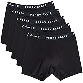 Perry Ellis mens Perry Ellis Men's Cotton Stretch Boxer Briefs, Tagless, No Roll Waistband, 5 Pack