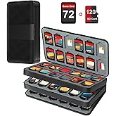 fivtek Switch Game Case for Nintendo Switch 2/Switch/OLED/Lite, Magnetic Games Case Holder with 72 Cartridge & 120 Micro SD Card Slots, Portable Game Cover Organizer Switches Gift Accessories