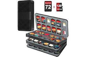 fivtek Switch Game Case for Nintendo Switch 2/Switch/OLED/Lite, Magnetic Games Case Holder with 72 Cartridge & 120 Micro SD Card Slots, Portable Game Cover Organizer Switches Gift Accessories