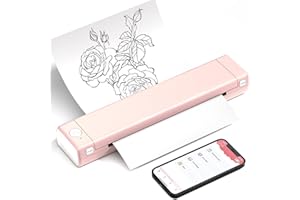 POKELABEL Portable Printers Wireless for Travel, Inkless Printer, M08F Bluetooth Mobile Printer Support 8.5" X 11" US Letter, Pink Printer Compatible with Android and iOS & Laptop, Office/Truck/On The Go