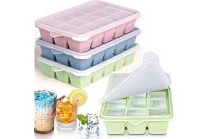 Upgraded Silicone Ice Cube Trays for Freezer with Spill-Proof Lid, Easy Release 1.2'' Ice Cube Molds & Trays for Coffee, Drin