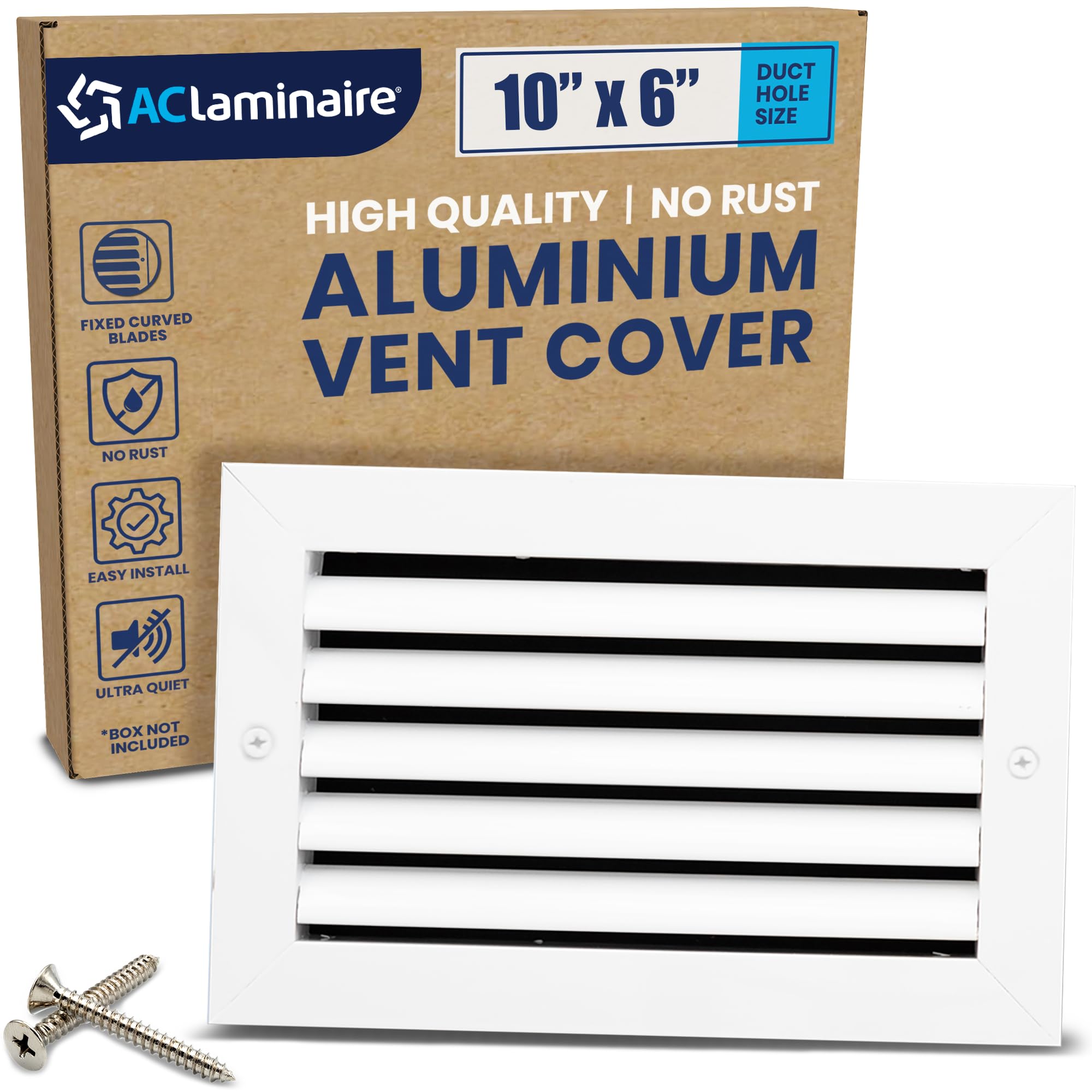 Photo 1 of 10x6 Inch (Duct Opening) Air Return Vent Cover Decorative – Premium Aluminum AC Vent Cover for Ceiling & Wall, Rustproof Grille, Ideal for Home HVAC Grille, Durable & Easy to Install by ACLAMINAIRE