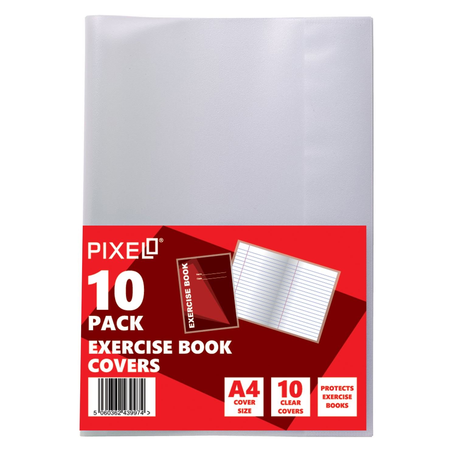 Pixel Cubiertas de libros de ejercicios Slip A4 en la cubierta (Pack of 10) Claro