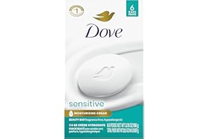 Dove Beauty Bar Soap Sensitive, 6 Bars for Sensitive Skin, Fragrance Free and Hypoallergenic 3.75 oz