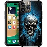 CARLOCA Compatible with iPhone 14 Case,Skull Blue Smoke Pattern Ultra Protection Shockproof Soft Silicone TPU Non-Slip Back for iPhone 14