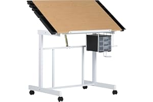 SD STUDIO DESIGNS Studio Designs Deluxe Craft Station, Top Adjustable Drafting Table Craft Table Drawing Desk Hobby Table Writing Desk Studio Desk with Drawers, 36''W x 24''D, White / Maple