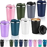 Volhoply 12 oz Double Wall Insulated Vacuum Travel Coffee Mug with Flip Lid Bulk 8 Pack,Reusable Stainless Steel Leak Proof Coffee Cup,Portable Cafe Thermal Tumbler for Hot Drinks(Assort Color,8 Set)