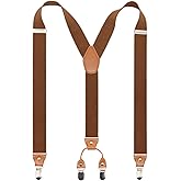 Timiot Men’s Y-Back 4 Metal Clip Elastic Wide Suspenders Perfect For Both Casual&Formal