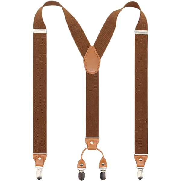 Men's Suspenders With 3 Swivel Hooks - 1.4 Inch Wide Adjustable Elastic Braces, Fits Belt Loops, One Size