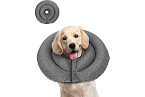 MIDOG Dog Cone Collar for Large Medium Dogs, Soft Inflatable Dog Cone Alternative After Surgery, Adjustable Protective Recovery Cone - Patented Alternative E Collar Does Not Block Vision (Gray-L)