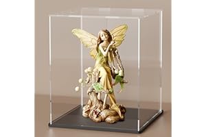 CRMPro Clear Acrylic Display Case with Matt Black Base and Lid, Dust-Proof Acrylic Showcase, Cube Counter-Tops Box for Large Collectibles (9x9x13 inch)