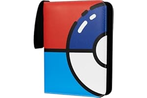 JDSZM Trading Card Binder 4 Pockets, PU Cover Card Collectible Trading Card Albums for 400 Cards, Sturdy Card Holder Folders, Card Album for Game Cards & Sports Cards (Red-Blue)