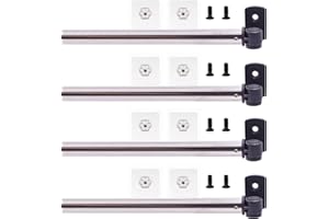 YYST Type A 16" - 28" Self Adhesive Curtain Rod No Drilling Cupboard Bars Petite Café Self Adhesive Window Curtain Rod Cafe Sidelight Sash Rods W Seflf Adhesives (Black-4)