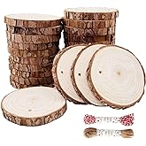 Unfinished Natural Wood Slices 25Pcs 3.1-3.5 inch Wood Coaster Pieces Craft Wood kit Predrilled with Hole Wooden Circles Great for Arts and Crafts Christmas Ornaments DIY Crafts Rustic Wedding