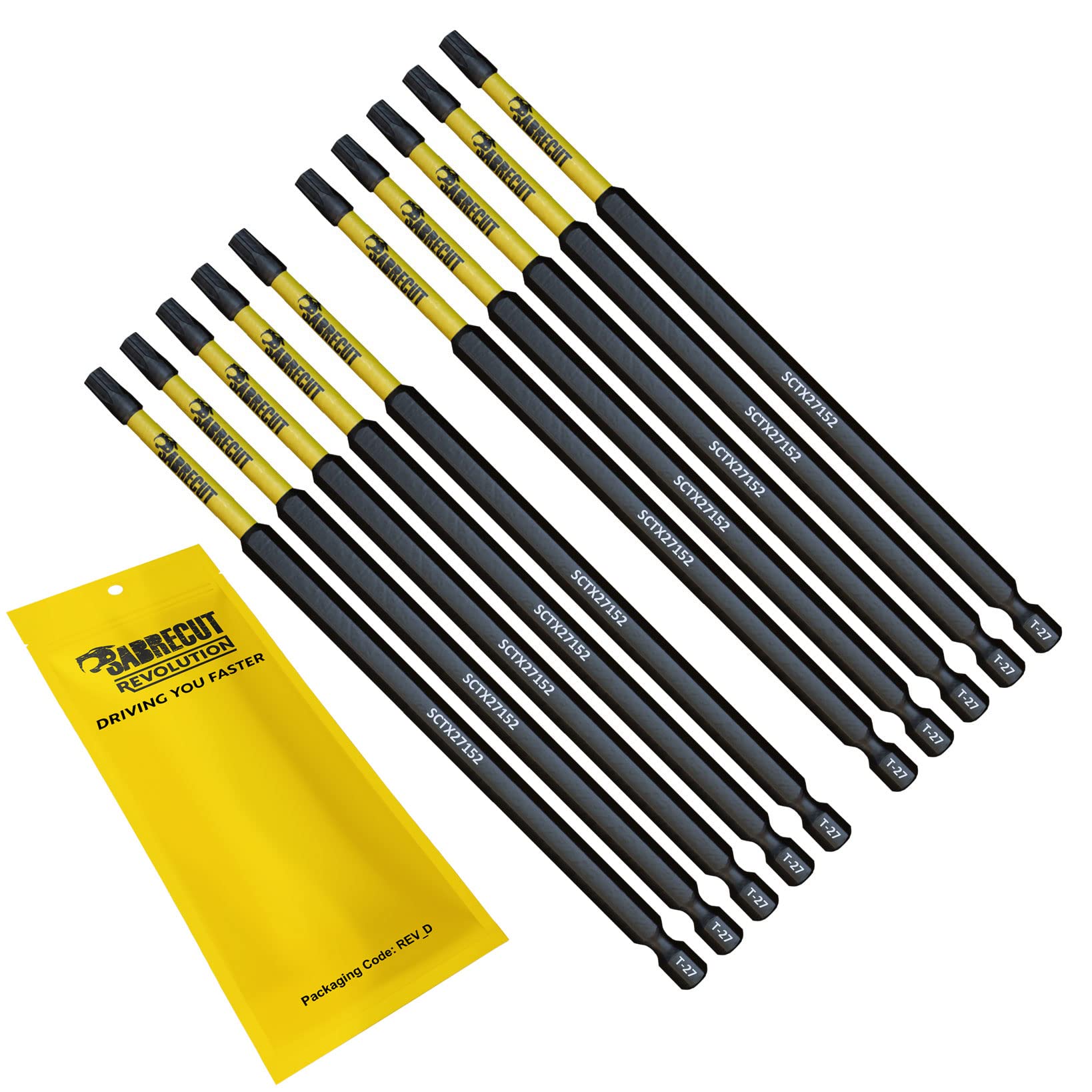 10 x SabreCut SCTX27152_10 152mm T27 TX27 Magnetic Impact Screwdriver Driver Bits Set Torx Heavy Duty