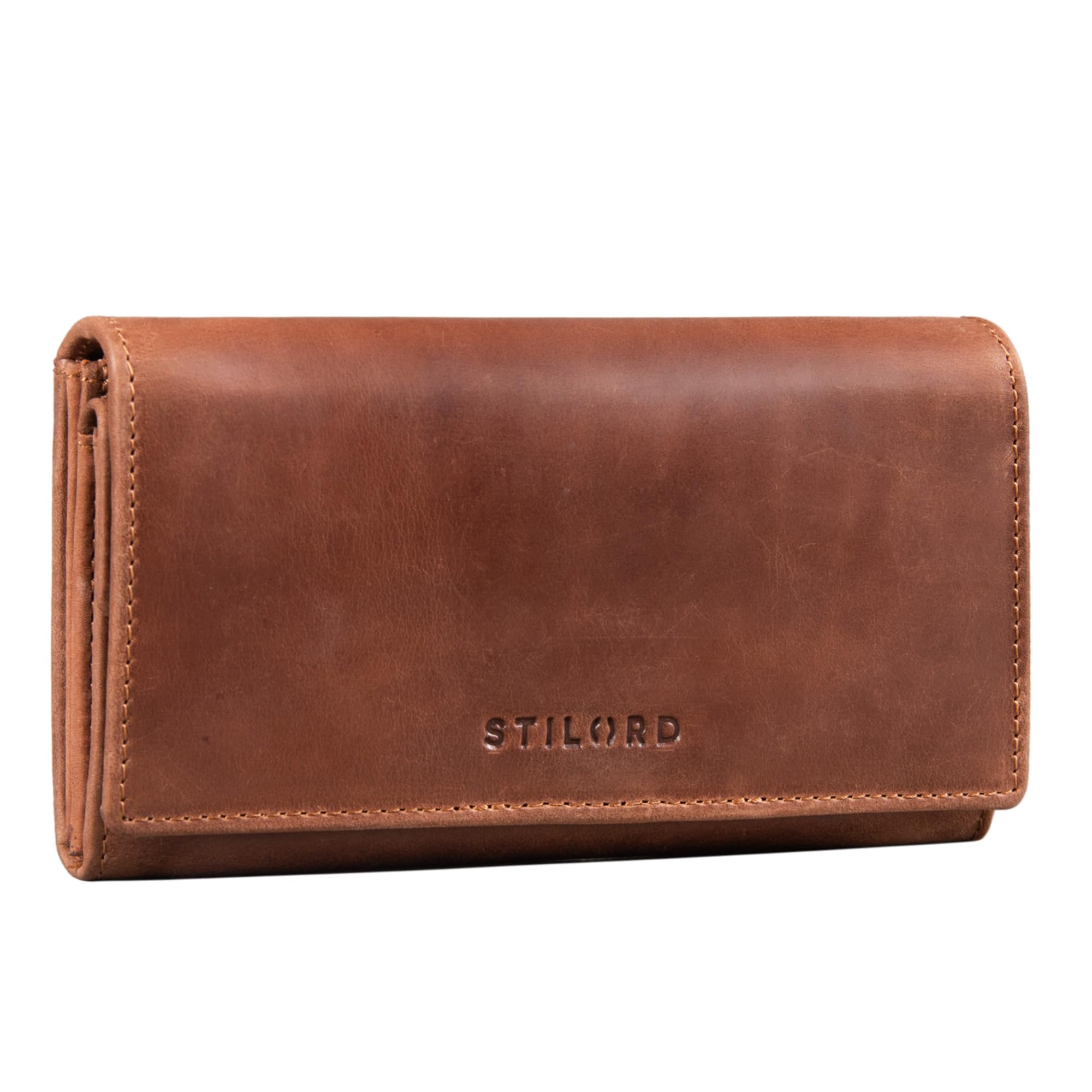 STILORD "Marquesa Women’s Leather Wallet RFID Protection – Large Vintage Purse with NFC Blocker, Many Compartments, Genuine Leather Gift Box Colour:Andorra - Brown