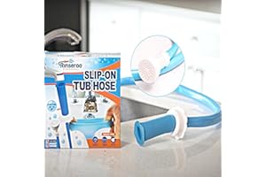 Rinseroo Tub Faucet Hose and Sprayer: Slips On to Spout for Hair Washing, Baby or Dog Bath. Bathtub Showerhead Attachment. Shower Adapter Faucet. Fits All Spouts Up 3'' Wide., Blue White