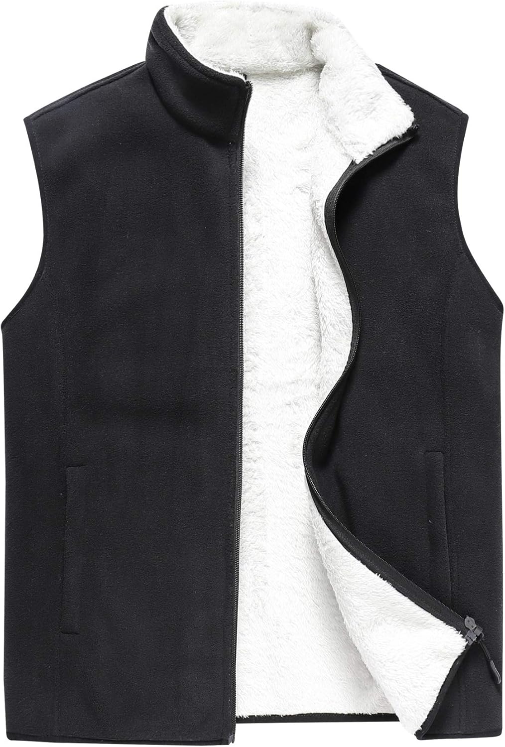 Panegy Men's Fleece Vest Full Zip Gilet Zip Up Sherpa Lined Sleeveless