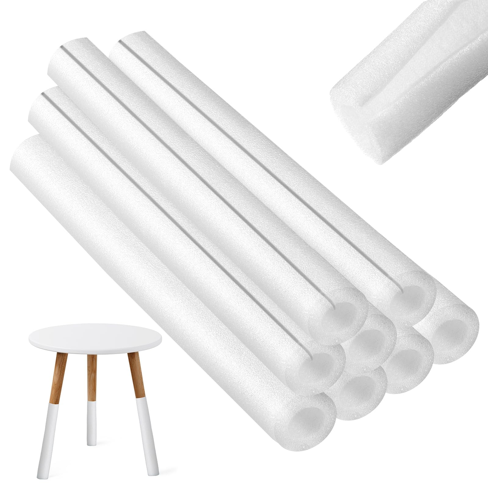 Photo 1 of Treela 8 Pieces Clamp Foam Tube 40" Length 1" Id 1.8" OD Pre Cut Tube Cover Foam Pipe Insulation Clamp on Noodles for Padding or Bumper Corner Edge Protection(White)