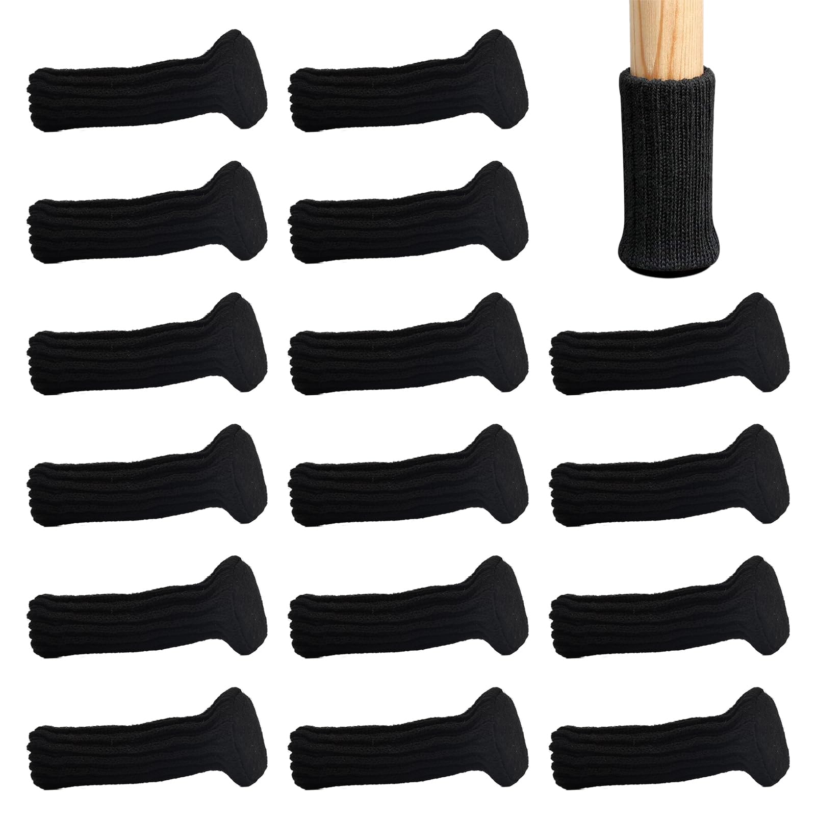 PAITOK 16Pcs Chair leg socks, High-elastic Knitted Material, Which Is Non-slip and Wear-resistant. Avoid Scratches and Noise, and Are Excellent Chair Leg Floor Protectors(Black)