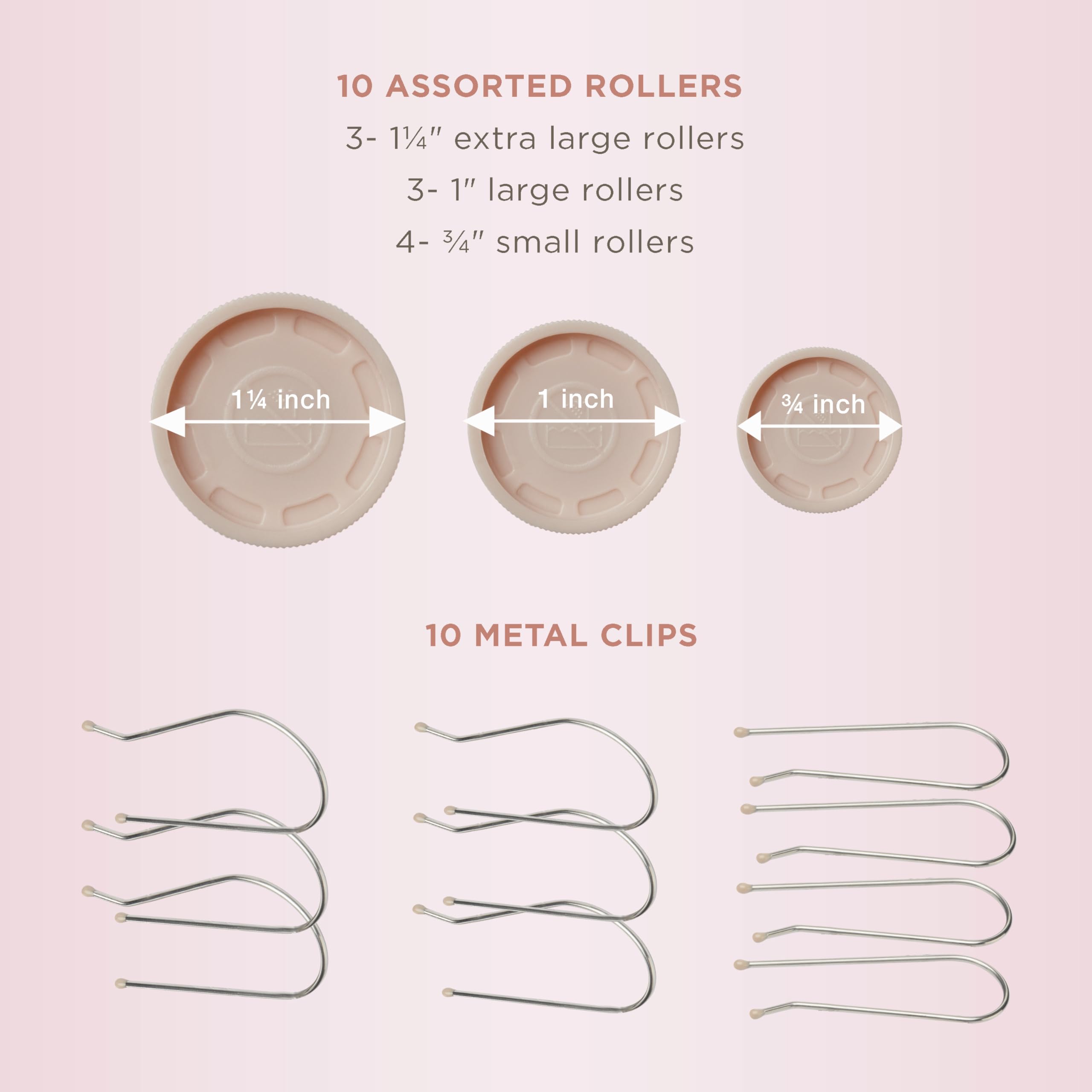 CONAIR Instant Heat Compact Hot Rollers for Long, Medium, and All Hair - Hair Curler - Hair Roller Clips Included - 1 1/4-inch, 1-inch, and 3/4-inch Rollers