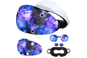 KANG YU Accessories for PSVR2, VR Shell, Disposable Eye Cover, Joysticks Case, Lens Protector Cover for PlayStation VR2 Accessories, Soft Washable Anti-Scratch Silicone Sleeve for PS VR 2 (Starry Purple)