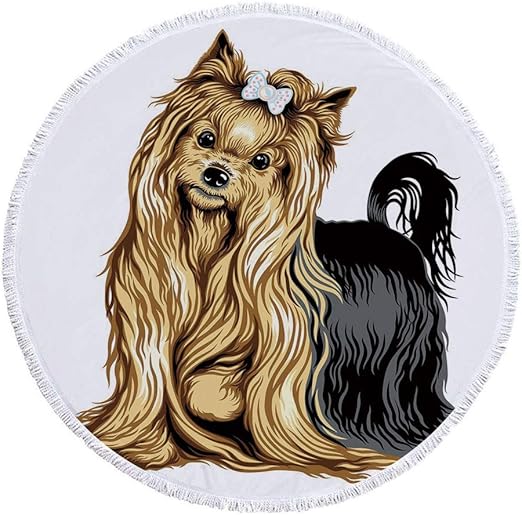 Amazon Com Iprint Thick Round Beach Towel Blanket Yorkie