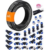 EilxMag 1/4" Air Line Tubing Kit, 32.8FT(10M) SAE J844 PA Nylon Air Hose Tubing with Cutter and Teflon Tape, 1/4" Air Hose wi