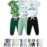 NZRVAWS Newborn Baby Boy Clothes Infant Boy Outfits Romper Pants Set 6 Pcs 0 3 6 9 12 Months