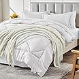 CozyLux King Bed in a Bag 7-Pieces Comforter Sets with Comforter and Sheets White All Season Bedding Sets with Comforter, Pillow Shams, Flat Sheet, Fitted Sheet and Pillowcases