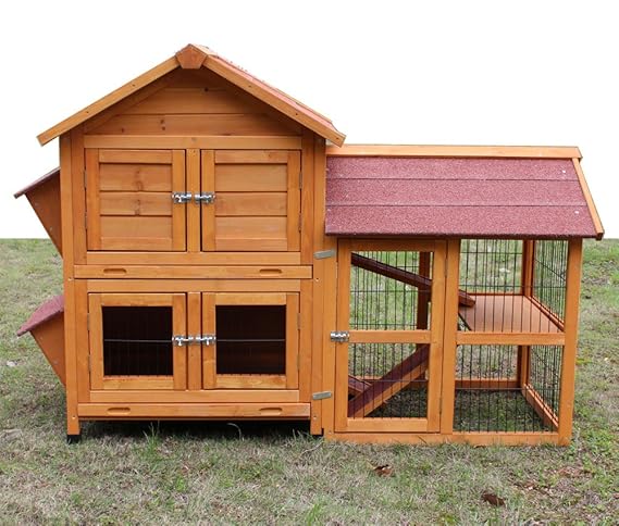 Zoopplier Kaninchenstall Kleintierhaus Hasenstall Kleintierkäfig Nr. 05'De Luxe mit Seitenflügeln