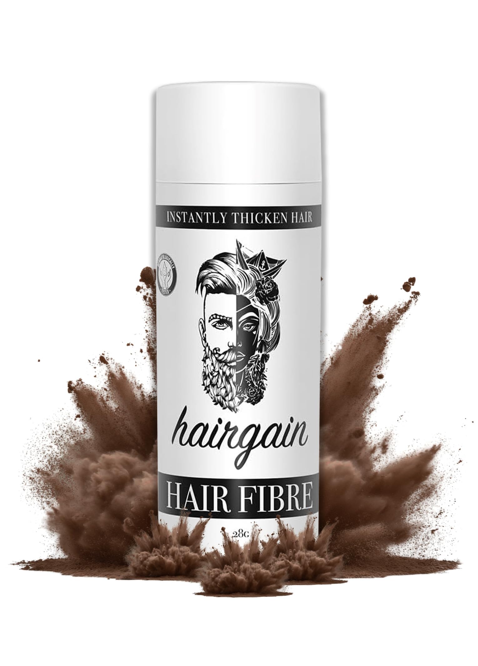 HAIRGAIN HAIR FIBRE for Thinning Hair Undetectable & Natural - 28g Bottle - Conceals Hair Loss Instantly - Hair Building Fibre Thickener & Topper for Fine Hair for Men & Women (Medium Brown)
