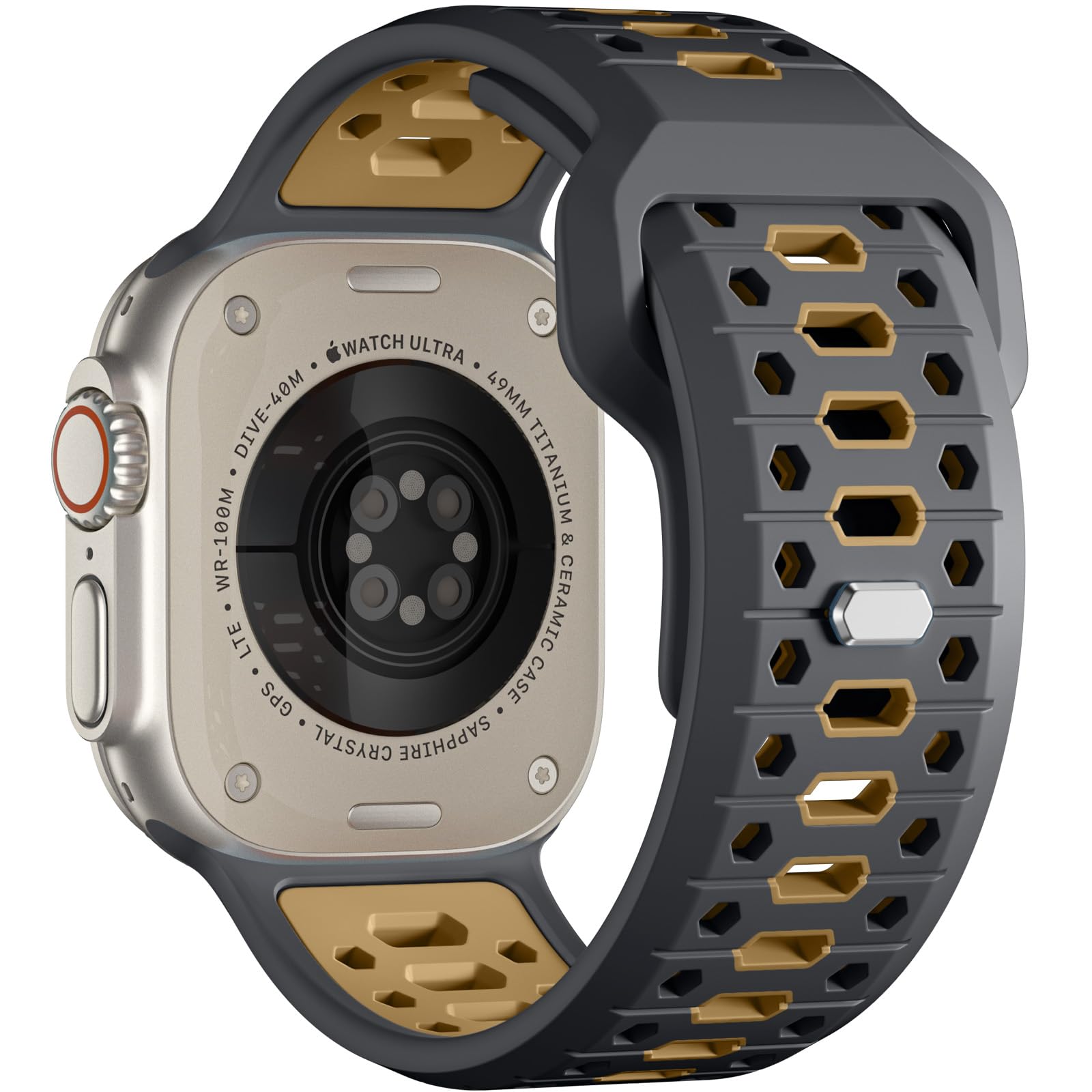 Photo 1 of ***SILVER BAND HOLDER IS BROKEN *** Maledan Compatible with Apple Watch Ultra 2/Ultra/Ultra 3 Band 49mm 44mm 45mm 46mm 42mm for Men, Breathable Silicone Band Sport Loop Strap for Apple Watch iWatch Bands Series 11 10 9 8 7 6 5 4 3 SE