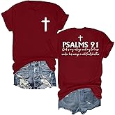 UYIQL Christian Shirts for Women Faith Jesus Shirt Bible Verses Inspirational Short Sleeve Graphic Tee Tops