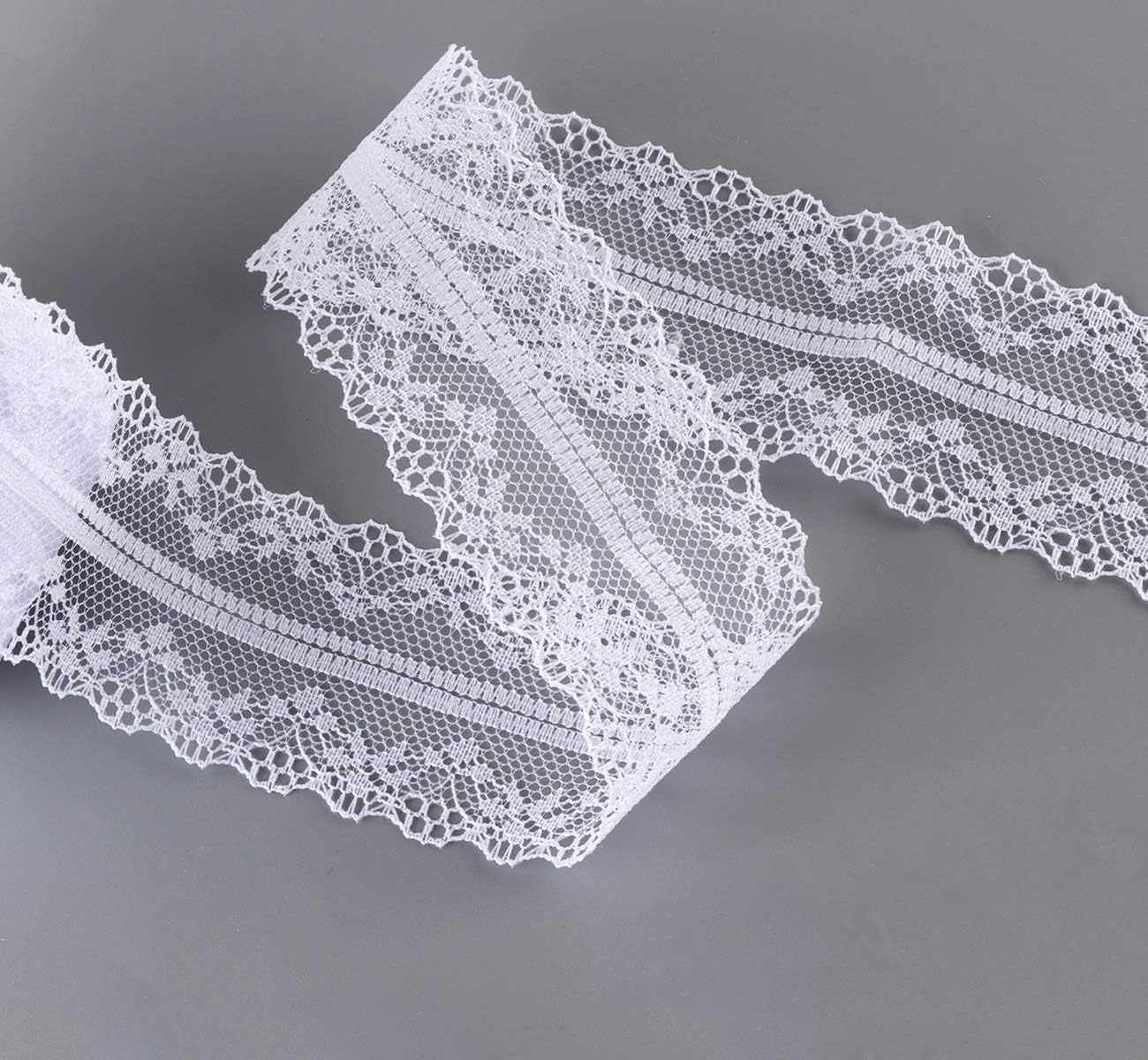 2 Rolls (15M/Each) Lace Roll White Lace Ribbon Vintage Floral Lace Trimming Bridal Wedding Lace