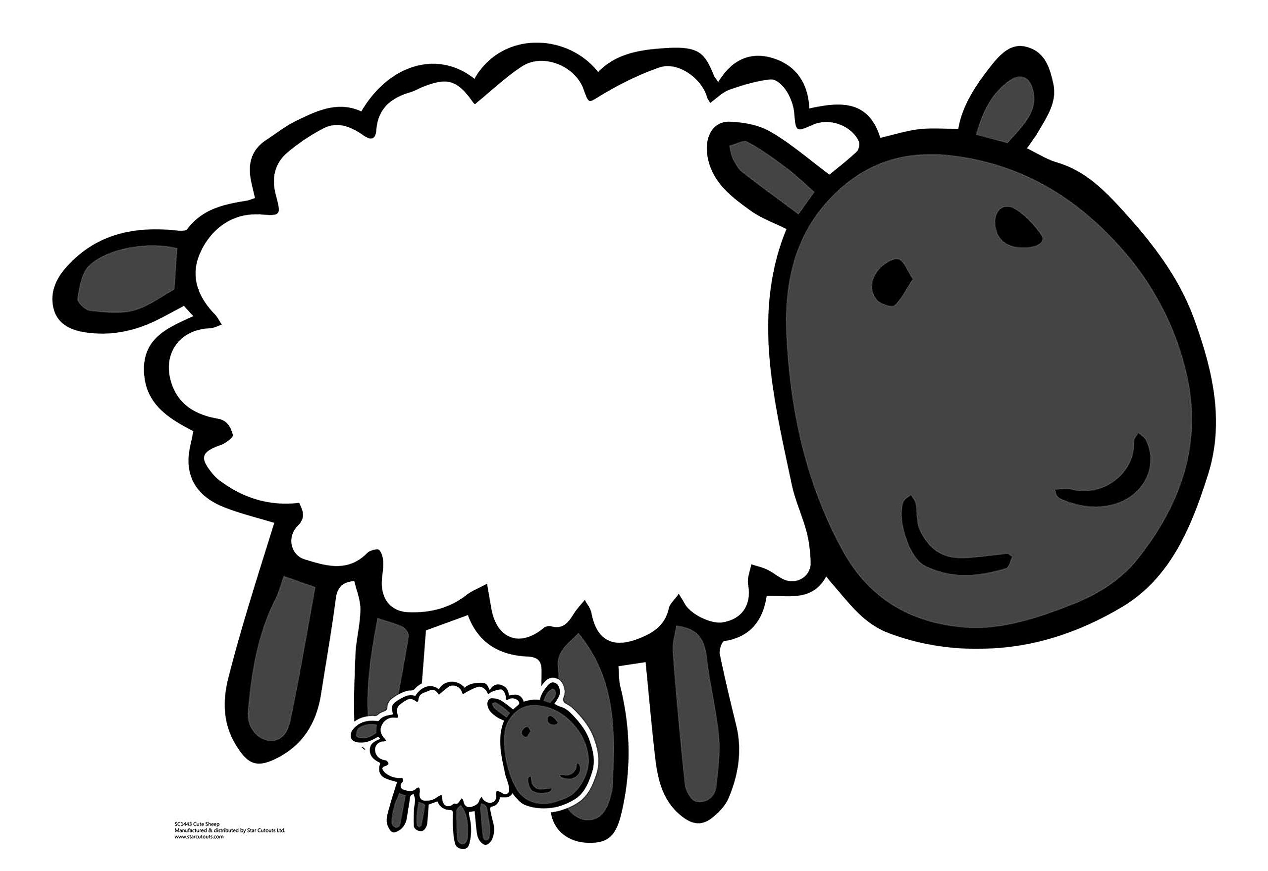 STAR CUTOUTS SC1443 Cute Sheep Farmyard Animal Cardboard Cut Out Height 90cm - Ideal for Animal Theme, Parties, Birthdays & Fans, Room Decorations & Events
