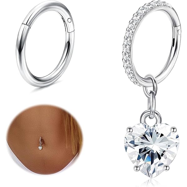 Lot De 3 Piercings De Nombril Pour Femmes - Acier Chirurgical 316L 14G, Avec Zircon Et Opale - 10 Mm - 7