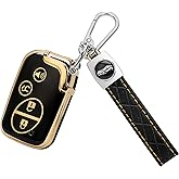 TOMALL for Lexus Key Fob Cover with Keychain, 4 Buttons Soft TPU Key Fob Protector Compatible with Lexus IS250 IS350 GS450h ES350 CT200h LS460 LS600h LX570 RX450h, Black