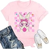 IFQ Easter Bunny Shirts for Women Happy Easter T-Shirt Cute Leopard Rabbit Face Tshirt