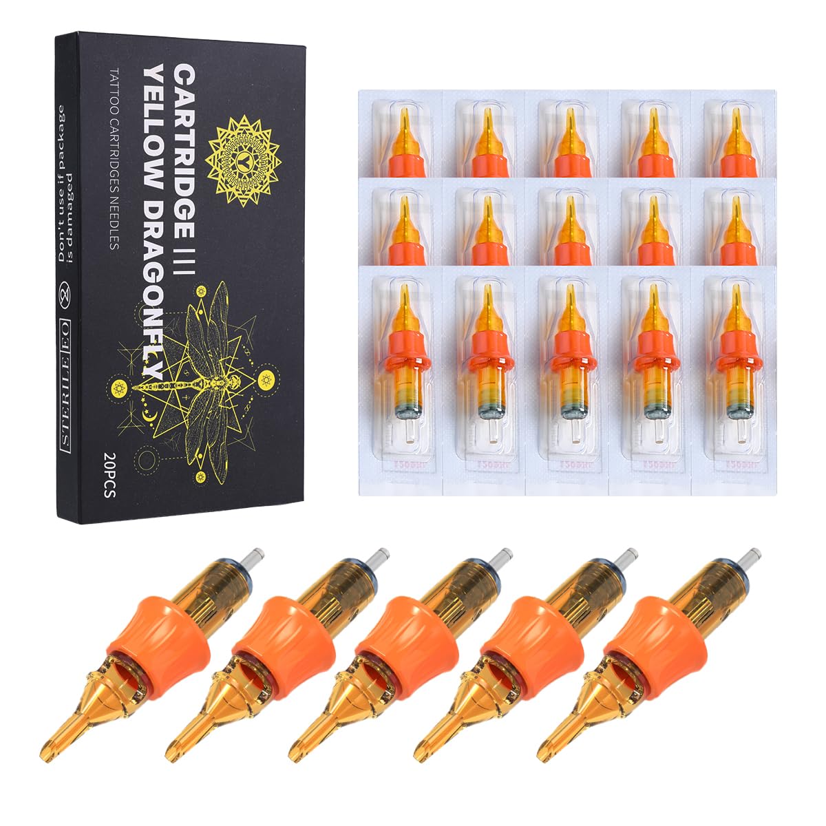 Photo 1 of YILONG Tattoo Cartridge Needles 20Pcs Disposable Tattoo Needles Cartridge Round Liner Shader Magnum for Cartridge Tattoo Pen Machine Permanent Makeup Tattoo Supplies,1205RM