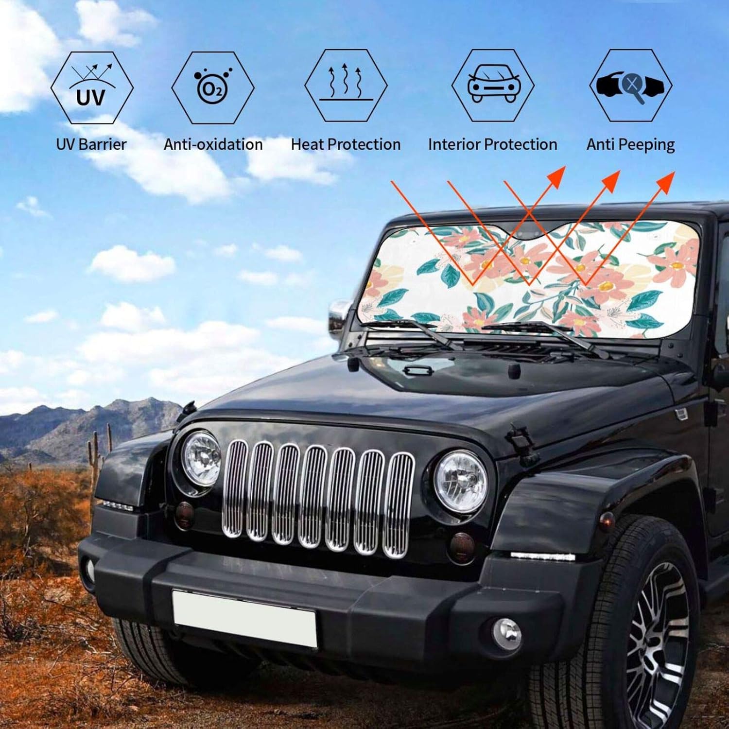 Lbuxinqu 6 Windshield Sun Visor, Used for Car SUV Truck (13070cm and 14076cm) Front Window Sunshade Sunshade: Sports & Outdoors