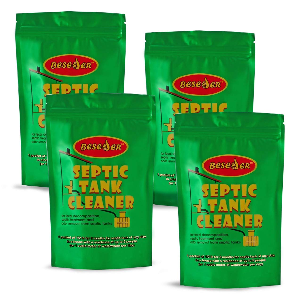 Septic Tank Cleaner for fecal decomposition, septic treatment and odor removal from septic tanks, 12 Month Supply, for septic with size 800-2400 gallons, concentration 2 billion CFU/g