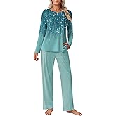 Ekouaer Womens Pajama Sets Pleated Tops with Long Pants Lounge Set Long Sleeve Fall Sleepwear Ladies Pjs S-XXL